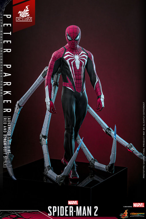 Marvels Spider-Man 2: Peter Parker - Advanced Suit 2.0 - Red and Black Suit Style, 1/6 Figur von Hot Toys