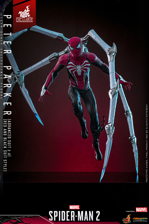 Marvels Spider-Man 2: Peter Parker - Advanced Suit 2.0 - Red and Black Suit Style, 1/6 Figur von Hot Toys