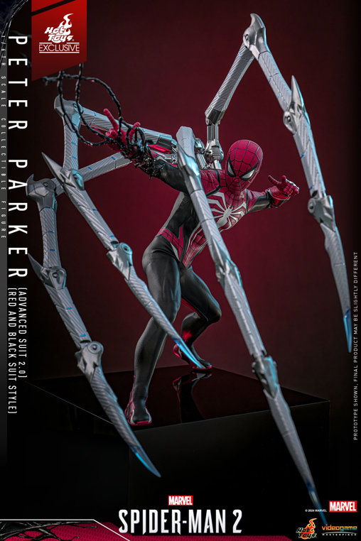 Marvels Spider-Man 2: Peter Parker - Advanced Suit 2.0 - Red and Black Suit Style, 1/6 Figur von Hot Toys