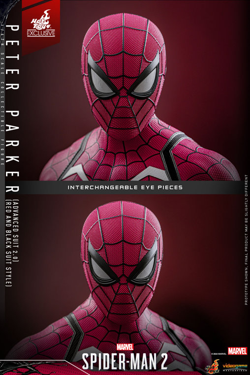 Marvels Spider-Man 2: Peter Parker - Advanced Suit 2.0 - Red and Black Suit Style, 1/6 Figur von Hot Toys