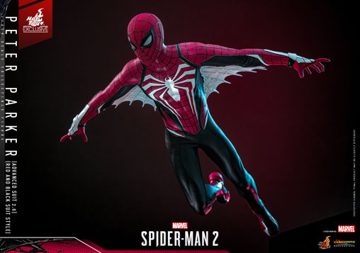 Marvels Spider-Man 2: Peter Parker - Advanced Suit 2.0 - Red and Black Suit Style, 1/6 Figur von Hot Toys