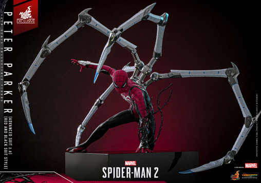 Marvels Spider-Man 2: Peter Parker - Advanced Suit 2.0 - Red and Black Suit Style, 1/6 Figur von Hot Toys