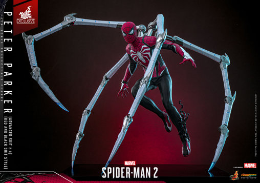 Marvels Spider-Man 2: Peter Parker - Advanced Suit 2.0 - Red and Black Suit Style, 1/6 Figur von Hot Toys