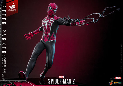 Marvels Spider-Man 2: Peter Parker - Advanced Suit 2.0 - Red and Black Suit Style, 1/6 Figur von Hot Toys