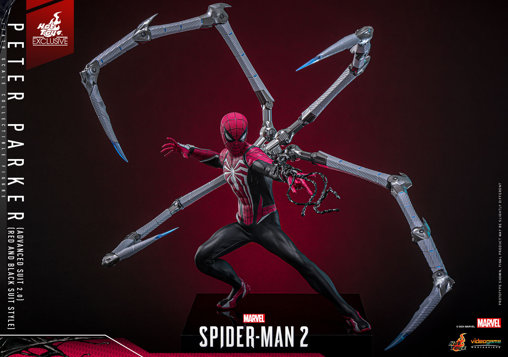 Marvels Spider-Man 2: Peter Parker - Advanced Suit 2.0 - Red and Black Suit Style, 1/6 Figur von Hot Toys