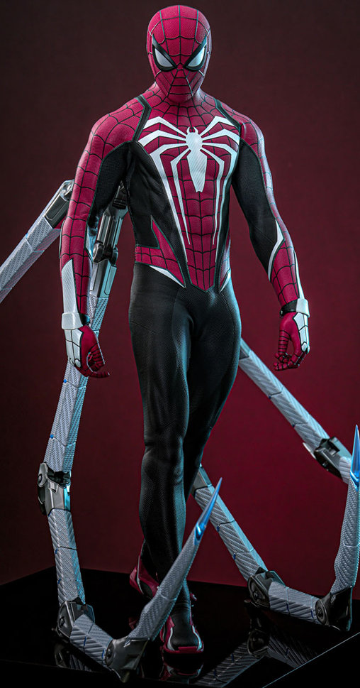 Marvels Spider-Man 2: Peter Parker - Advanced Suit 2.0 - Red and Black Suit Style, 1/6 Figur von Hot Toys