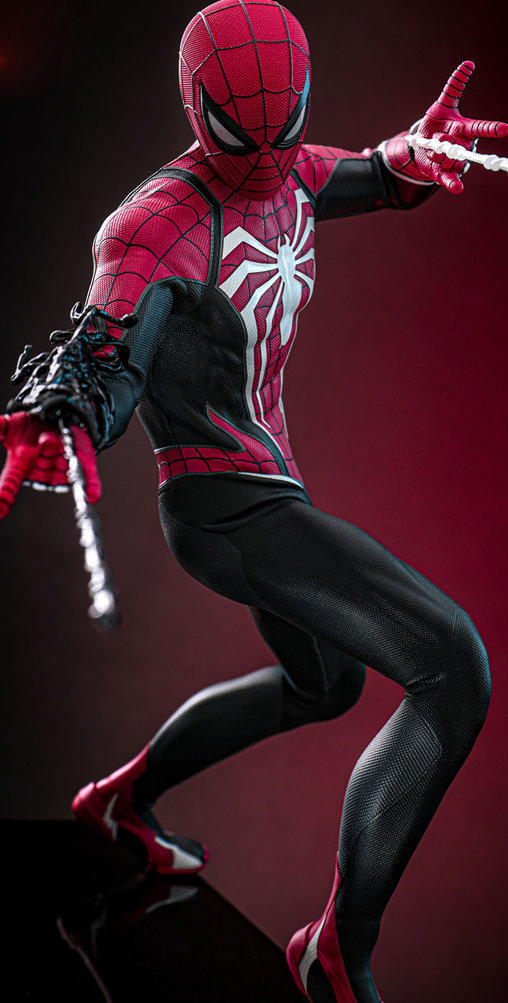 Marvels Spider-Man 2: Peter Parker - Advanced Suit 2.0 - Red and Black Suit Style, 1/6 Figur von Hot Toys