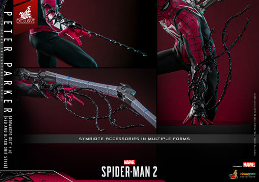 Marvels Spider-Man 2: Peter Parker - Advanced Suit 2.0 - Red and Black Suit Style, 1/6 Figur von Hot Toys