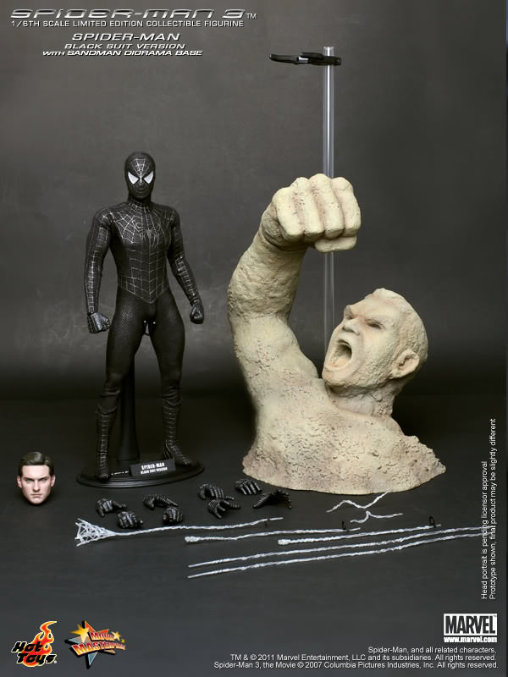 Spider-Man 3: Black Suit Spider-Man mit Sandman Diorama, 1/6 Figur von Hot Toys