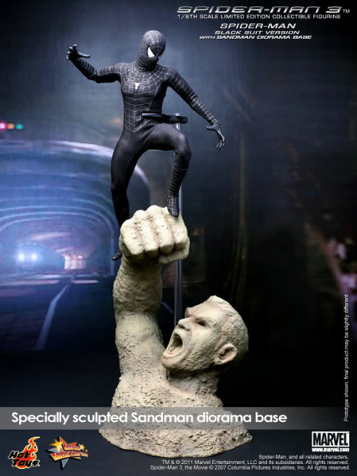 Spider-Man 3: Black Suit Spider-Man mit Sandman Diorama, 1/6 Figur von Hot Toys