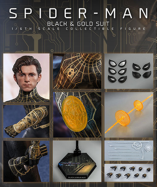 Spider-Man - No Way Home: Spider-Man - Black and Gold Suit, 1/6 Figur von Hot Toys