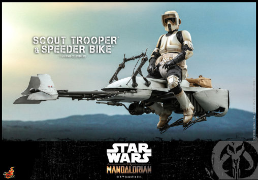 Star Wars - The Mandalorian: Scout Trooper mit Speeder Bike, 1/6 Figur von Hot Toys