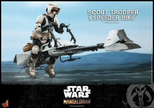 Star Wars - The Mandalorian: Scout Trooper mit Speeder Bike, 1/6 Figur von Hot Toys