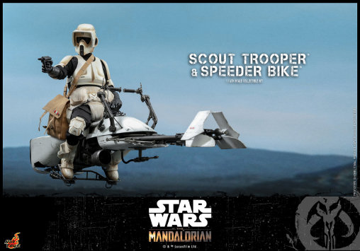 Star Wars - The Mandalorian: Scout Trooper mit Speeder Bike, 1/6 Figur von Hot Toys