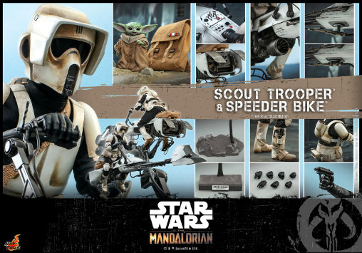 Star Wars - The Mandalorian: Scout Trooper mit Speeder Bike, 1/6 Figur von Hot Toys