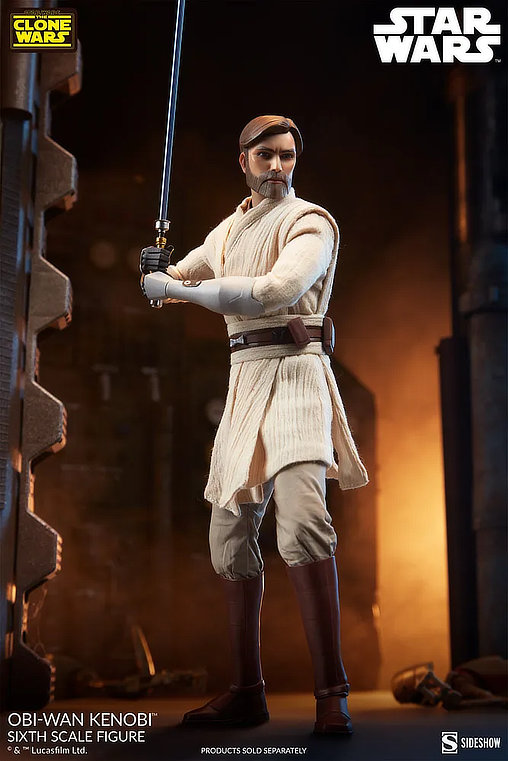 Star Wars - The Clone Wars Animated: Obi-Wan Kenobi, 1/6 Figur von Sideshow