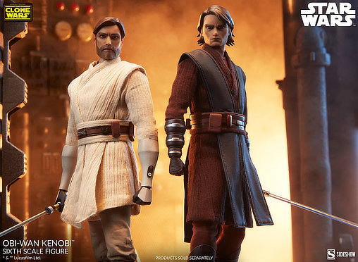 Star Wars - The Clone Wars Animated: Obi-Wan Kenobi, 1/6 Figur von Sideshow