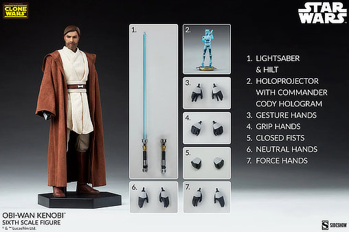 Star Wars - The Clone Wars Animated: Obi-Wan Kenobi, 1/6 Figur von Sideshow