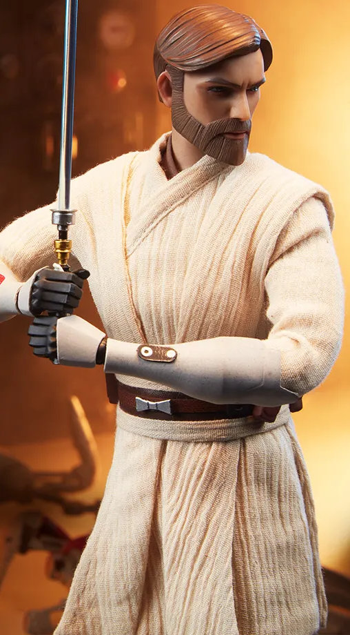 Star Wars - The Clone Wars Animated: Obi-Wan Kenobi, 1/6 Figur von Sideshow
