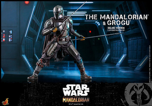 Star Wars - The Mandalorian:  Mandalorian und Grogu - Deluxe, 1/6 Figur ... https://spaceart.de/produkte/sw132-star-wars-mandalorian-and-grogur-figur-hot-toys-tms052.php