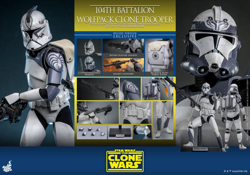 Star Wars - The Clone Wars: 104th Battalion Wolfpack Clone Trooper - Deluxe, 1/6 Figur von Hot Toys