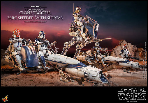 Star Wars - The Clone Wars: Heavy Weapons Clone Trooper und BARC Speeder mit Sidecar, 1/6 Figur von Hot Toys