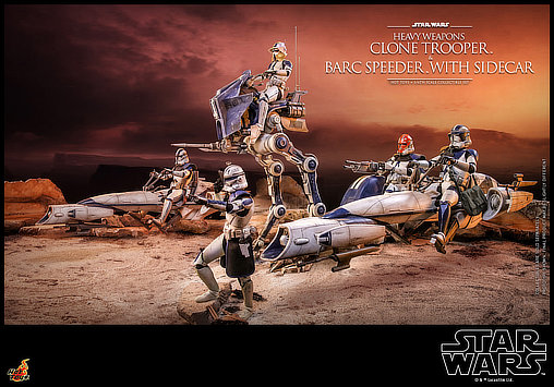 Star Wars - The Clone Wars: Heavy Weapons Clone Trooper und BARC Speeder mit Sidecar, 1/6 Figur von Hot Toys