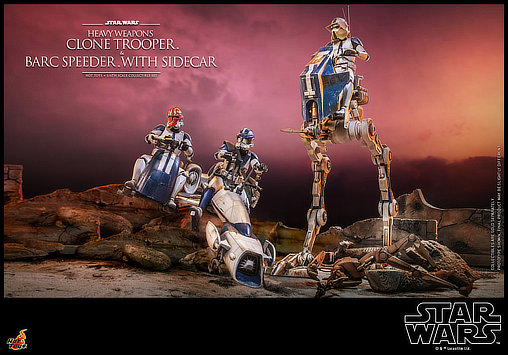 Star Wars - The Clone Wars: Heavy Weapons Clone Trooper und BARC Speeder mit Sidecar, 1/6 Figur von Hot Toys