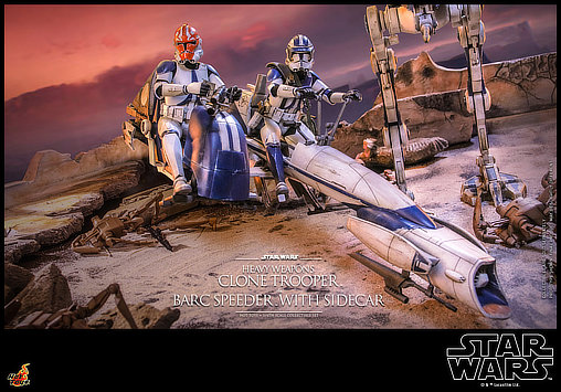 Star Wars - The Clone Wars: Heavy Weapons Clone Trooper und BARC Speeder mit Sidecar, 1/6 Figur von Hot Toys