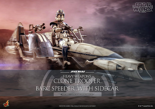 Star Wars - The Clone Wars: Heavy Weapons Clone Trooper und BARC Speeder mit Sidecar, 1/6 Figur von Hot Toys