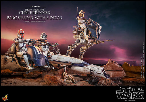 Star Wars - The Clone Wars: Heavy Weapons Clone Trooper und BARC Speeder mit Sidecar, 1/6 Figuren Set ... https://spaceart.de/produkte/sw165-star-wars-heavy-weapons-clone-trooper-and-barc-speeder-with-sidecar-hot-toys.php