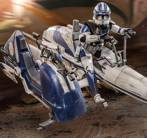Star Wars - The Clone Wars: Heavy Weapons Clone Trooper und BARC Speeder mit Sidecar, 1/6 Figur von Hot Toys