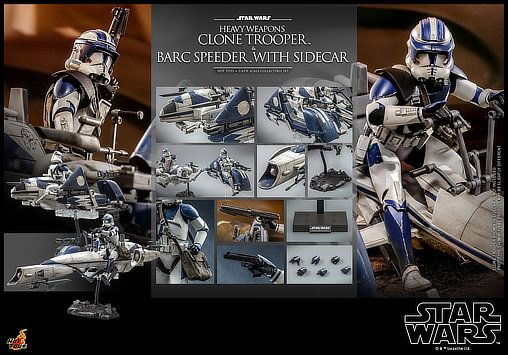 Star Wars - The Clone Wars: Heavy Weapons Clone Trooper und BARC Speeder mit Sidecar, 1/6 Figur von Hot Toys