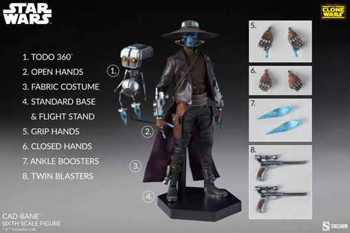 Star Wars - The Clone Wars: Cad Bane, 1/6 Figur von Sideshow