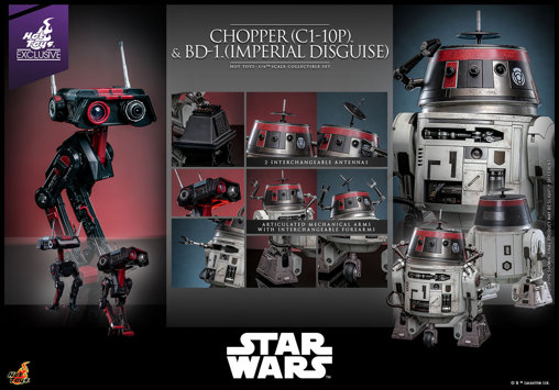 Star Wars: Chopper C1-10P, BD-1 und Mausdroide MSE-6, 1/6 Figur von Hot Toys
