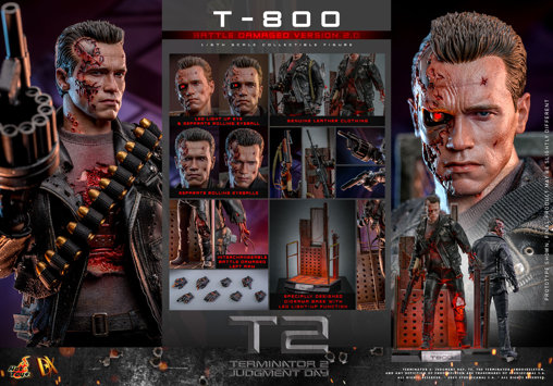 Terminator 2: T-800 - Battle Damaged Version 2.0, 1/6 Figur von Hot Toys
